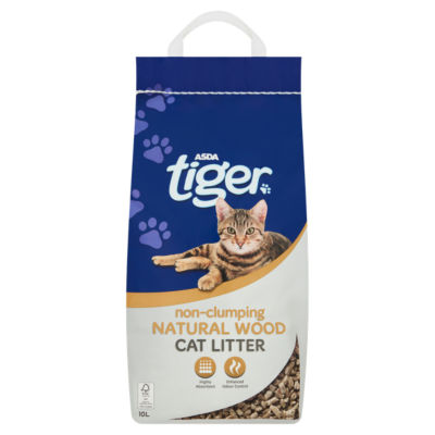 ASDA Tiger Non-Clumping Natural Wood Cat Litter