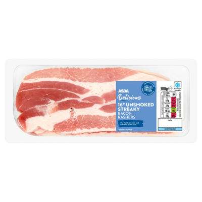 ASDA Delicious 16* Unsmoked Streaky Bacon Rashers