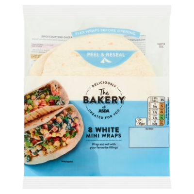 The BAKERY at ASDA 8 White Mini Wraps