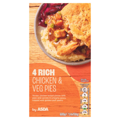 ASDA 4 Rich Chicken & Veg Pies