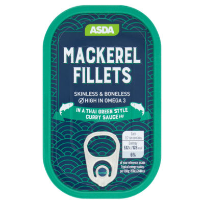 ASDA Mackerel Fillets in a Thai Green Curry Sauce 125g