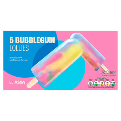 ASDA 5 Bubblegum Ice Lollies