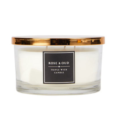 George Home Classic Rose and Oud Triple Wick Candle