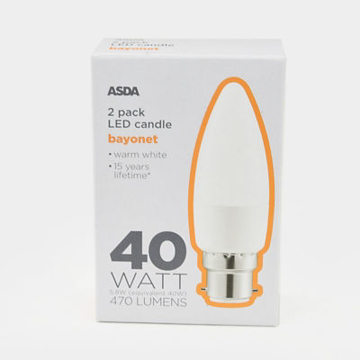 ASDA LED Candle 40W Bayonet Cap Lightbulb