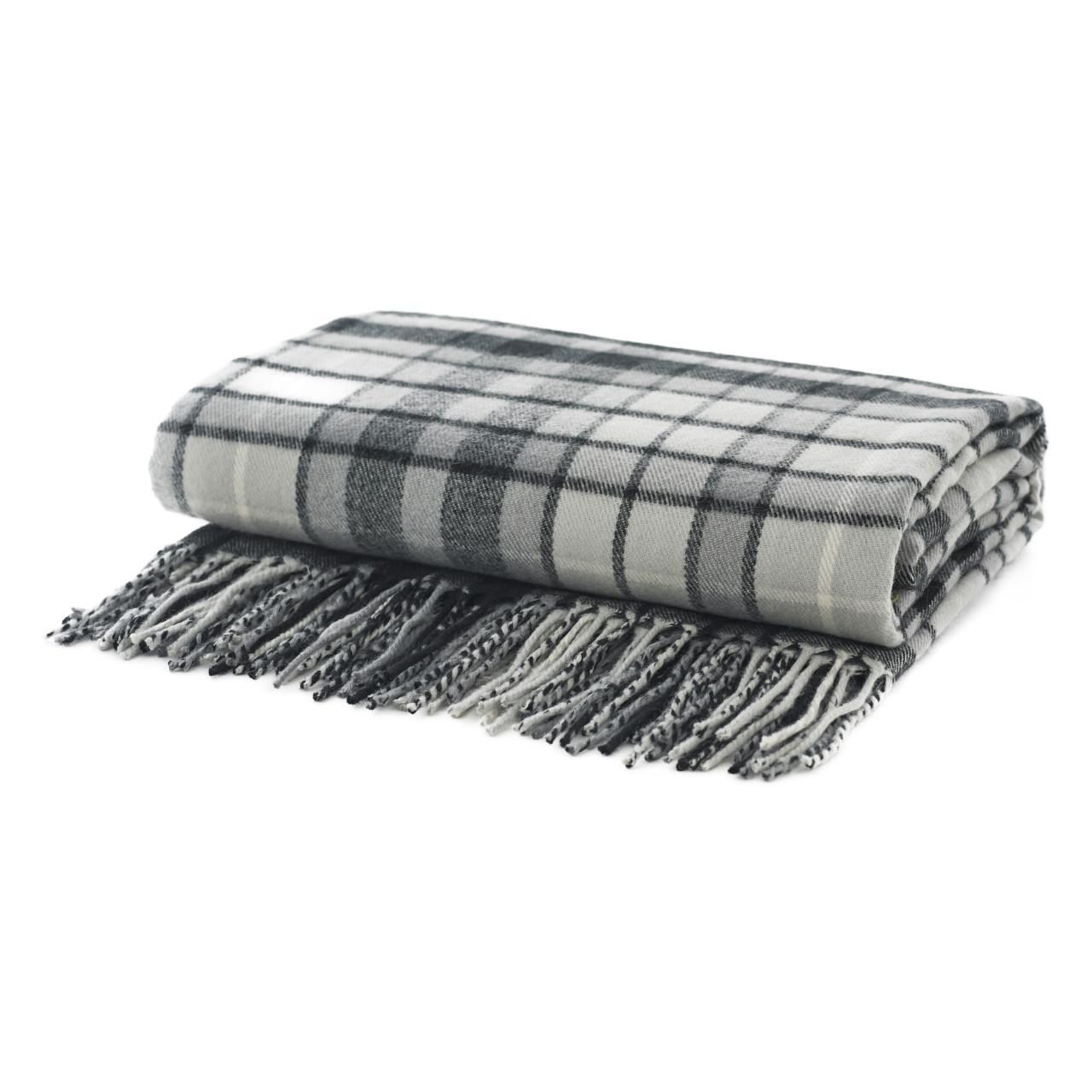 The Lyndon Company Grey Buchanan Woven Tartan Throw