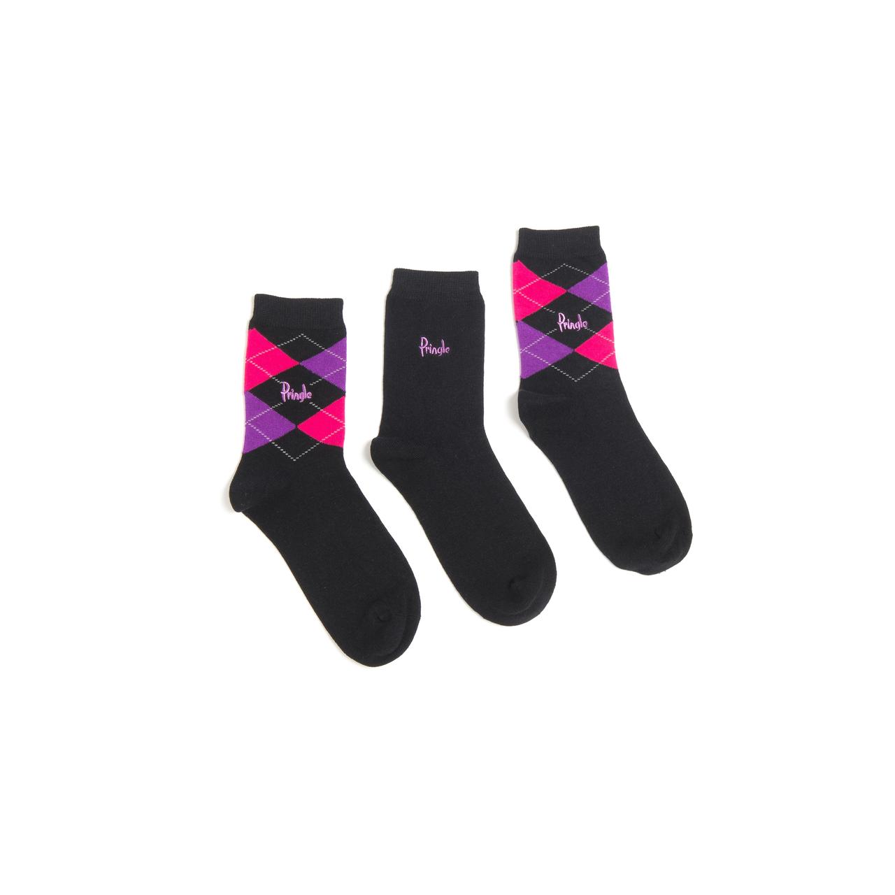 Pringle Womens Argyle Socks, Black, Size 4-8