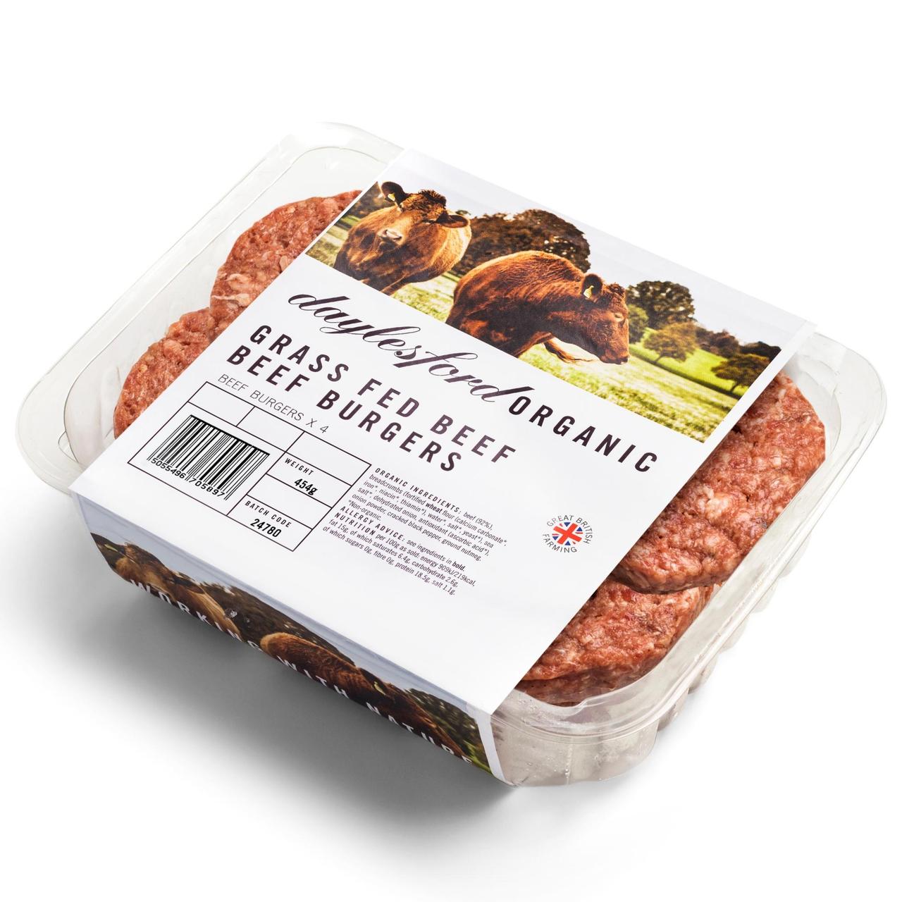 Daylesford Organic 4 Quarter Pounder British Beef Burgers