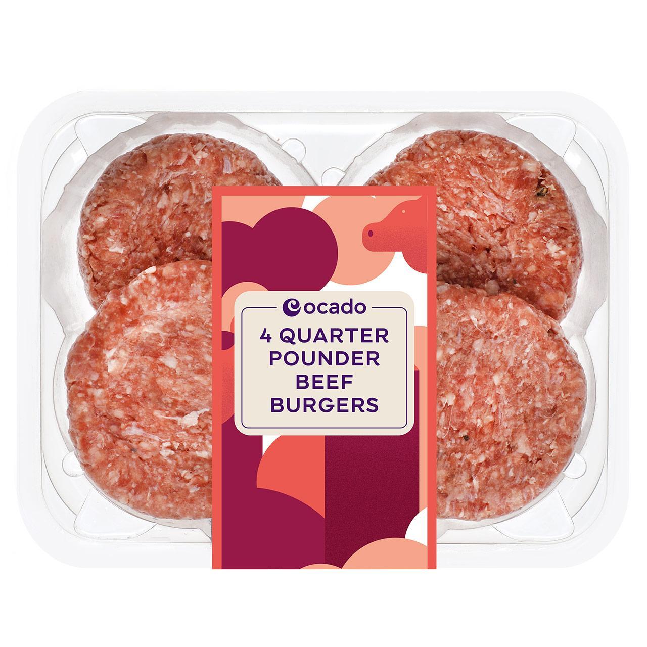 Ocado 4 Quarter Pounder Beef Burgers