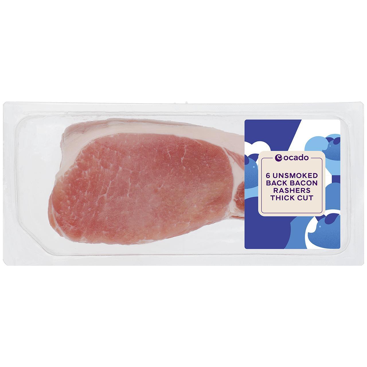 Ocado 6 Unsmoked Back Bacon Rashers Thick Cut