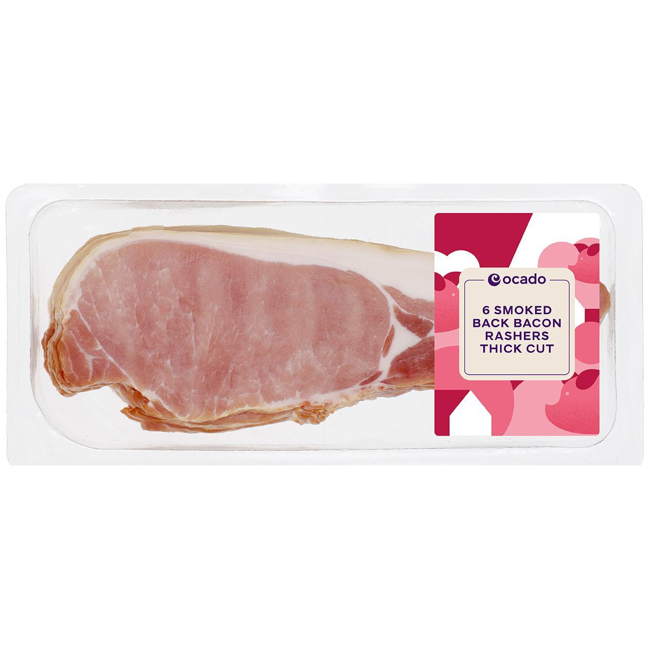 Ocado 6 Smoked Back Bacon Rashers Thick Cut