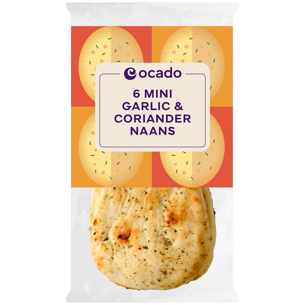 Ocado 6 Mini Garlic & Coriander Naans