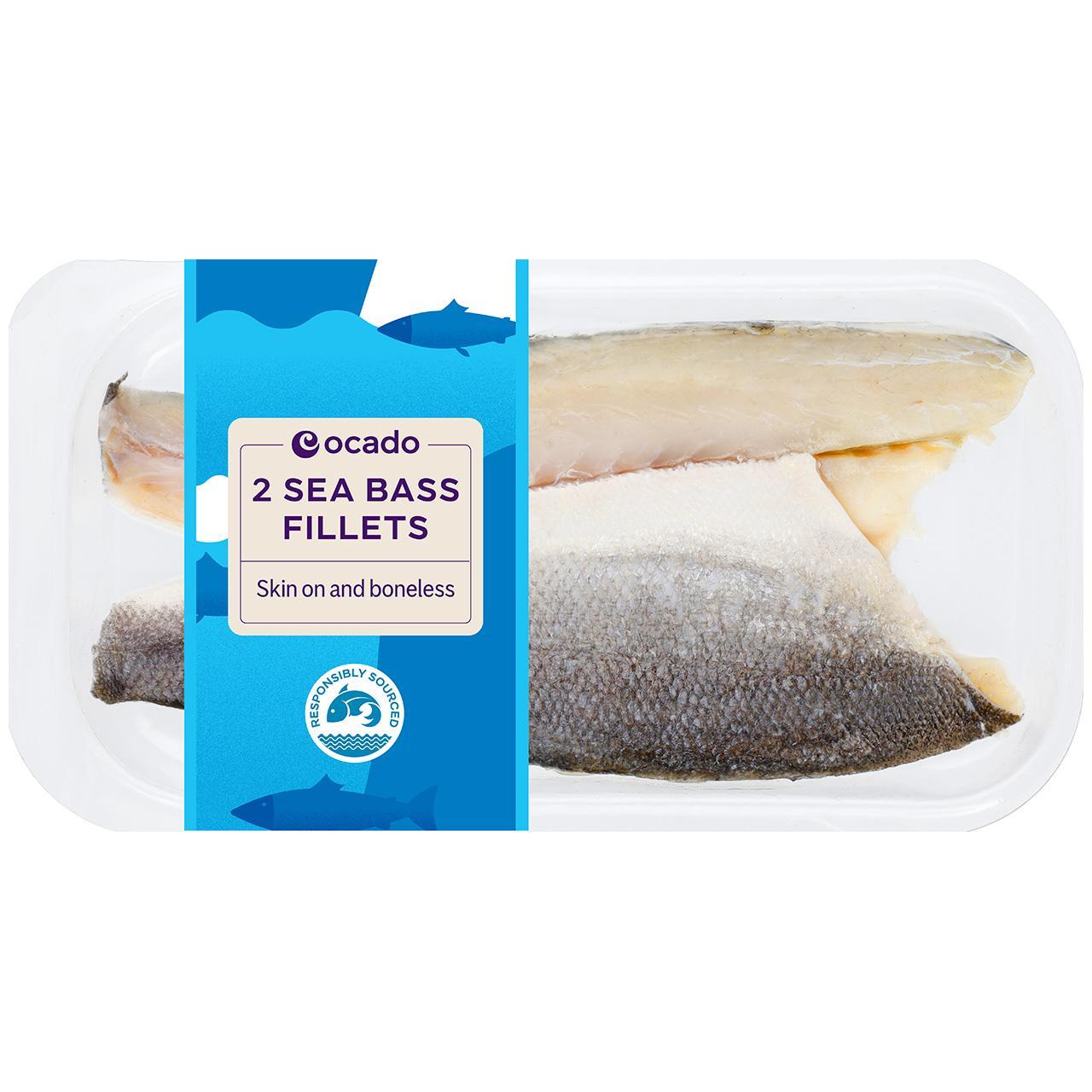 Ocado 2 Sea Bass Fillets Skin On & Boneless