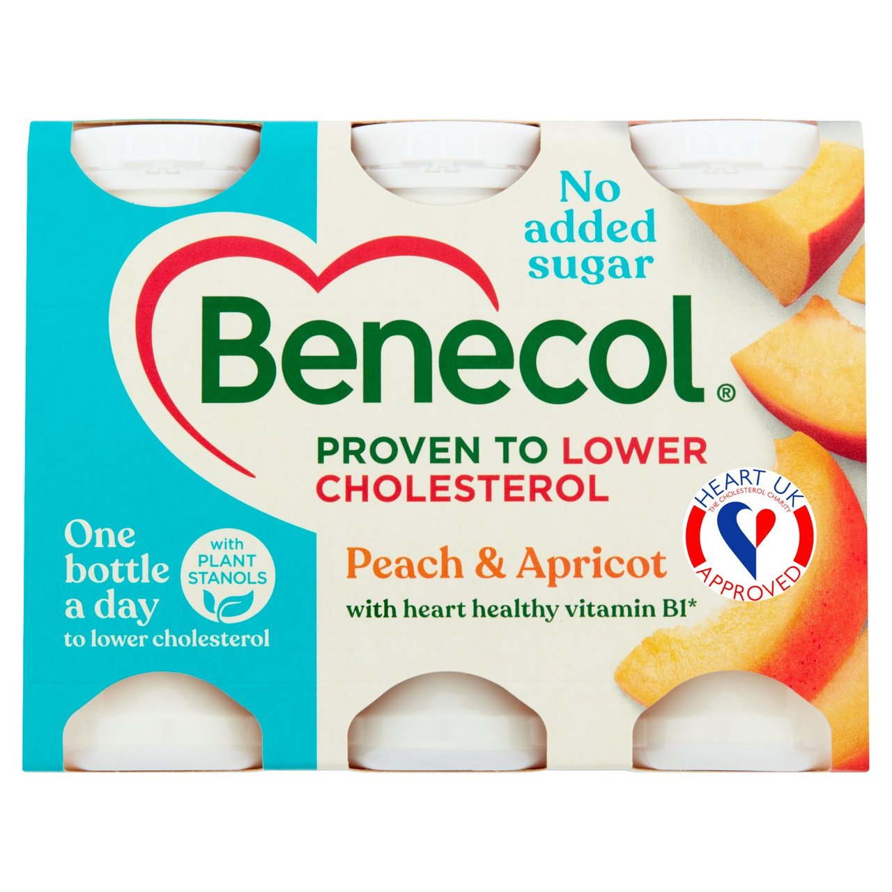 Benecol Peach & Apricot No Added Sugar Yogurt Drink 6 x 67.5g