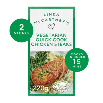 Linda McCartney's 2 Vegetarian Quick Cook Chicken Steaks 220g