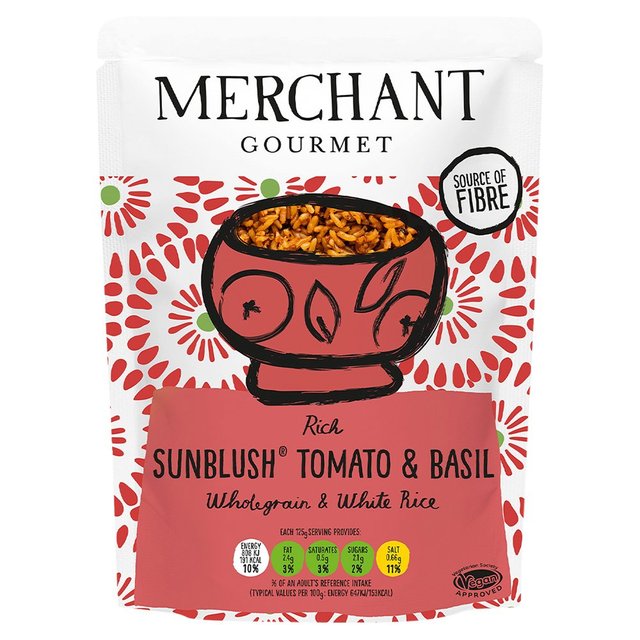 Merchant Gourmet Sunblush Tomato & Basil Wholegrain & White Rice  250g