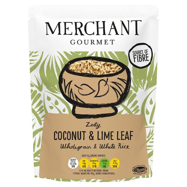 Merchant Gourmet Coconut & Lime Leaf Wholegrain & White Rice  250g
