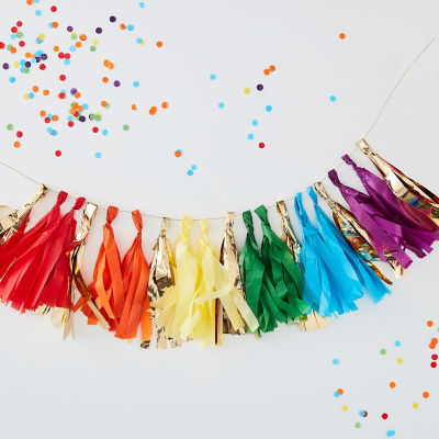 Ginger Ray Gold Foil and Rainbow Tassel Garland