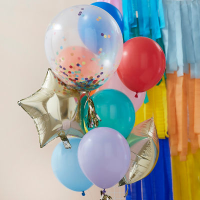 Ginger Ray Rainbow Party Mixed Balloon Bundle