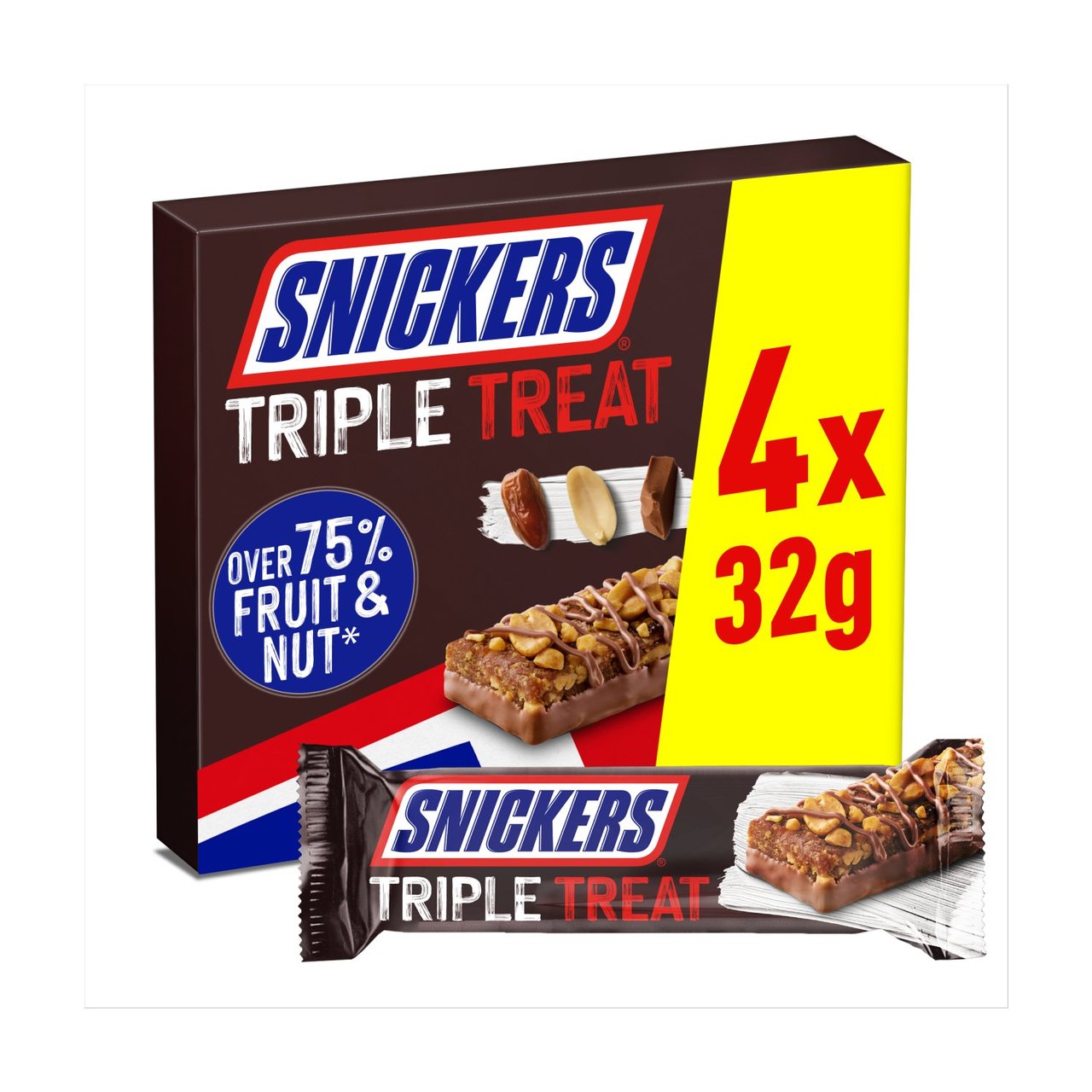 Snickers Fruit & Nut Milk Chocolate Snack Bars Multipack, 4x32g