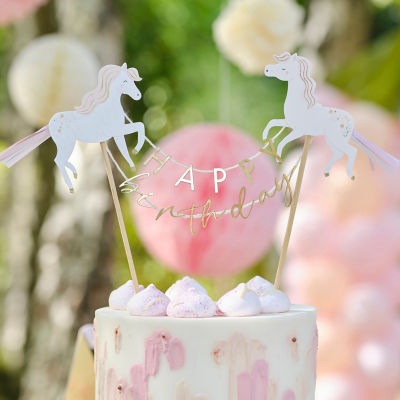 Ginger Ray Princess Horse Happy Birthday Cake Topper