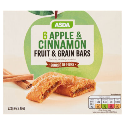 ASDA Apple Fruit & Grain Bars 6 x 37g (222g)