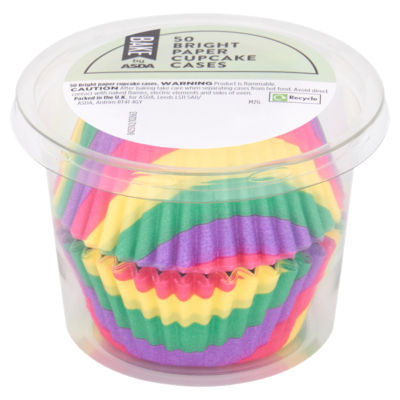 BAKE by ASDA 50 Bright Paper Cupcake Cases