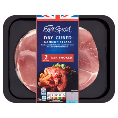 ASDA Extra Special 2 Oak Smoked British Gammon Steaks Dry Cured 370g