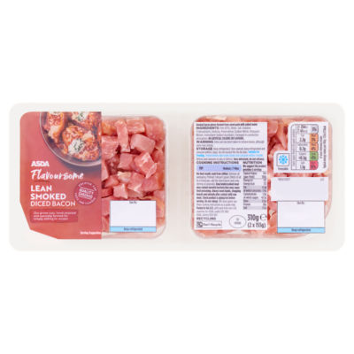 ASDA Flavoursome Lean Smoked Diced Bacon 2 x 155g (310g)