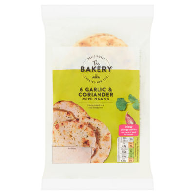 The BAKERY at ASDA 6 Garlic & Coriander Mini Naans