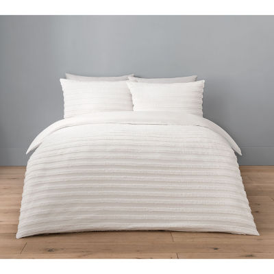 George Home White Luxury Washed Tufted Duvet Set - King