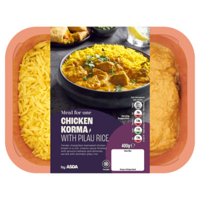 ASDA Meal For One Chicken Korma with Pilau Rice Meal 400g