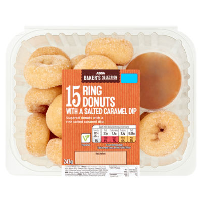 ASDA Baker's Selection 15 Ring Donuts with a Salted Caramel Dip