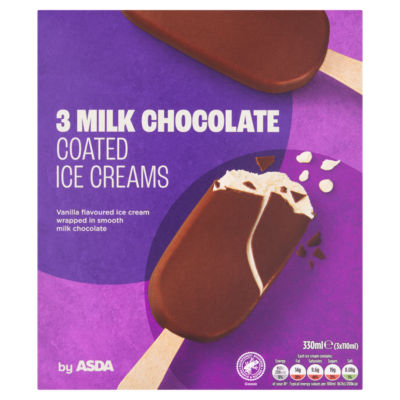 ASDA 3 x 110ml Milk Chocolate Coated Ice Creams