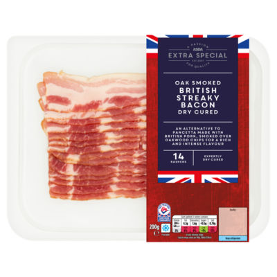 ASDA Extra Special 14 Oak Smoked Streaky Bacon Dry Cured Rashers