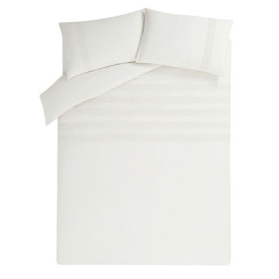 George Home 100% Cotton White Pintuck Duvet Set - Double