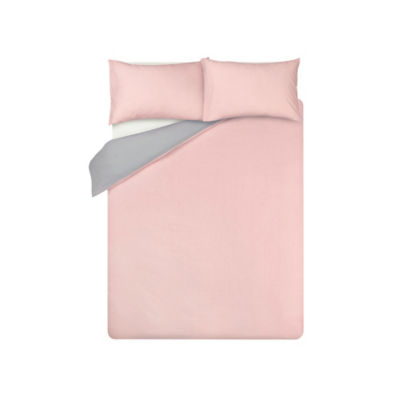 George Home Pink Easy Care Reversible Double Duvet Set