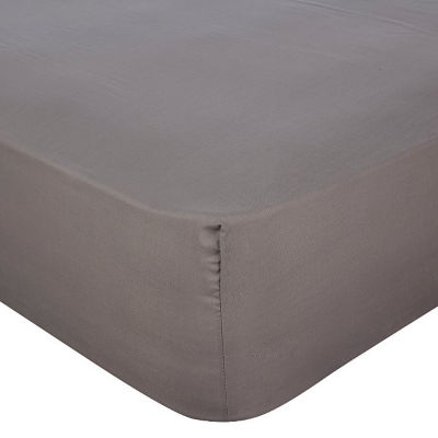 George Home Grey Percale 100% Cotton Fitted Sheet - Single