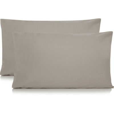 George Home Grey Percale 100% Cotton Pillowcase Pair