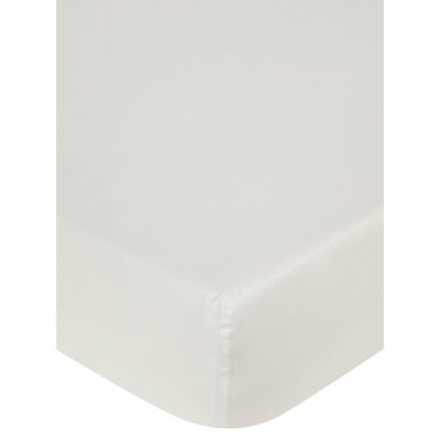 George Home White Sateen Fitted Sheet - Double