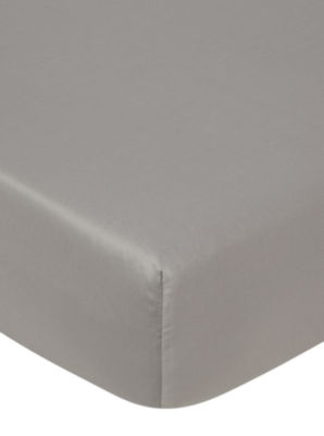 George Home Grey 100% Cotton Sateen Fitted Sheet - Super King