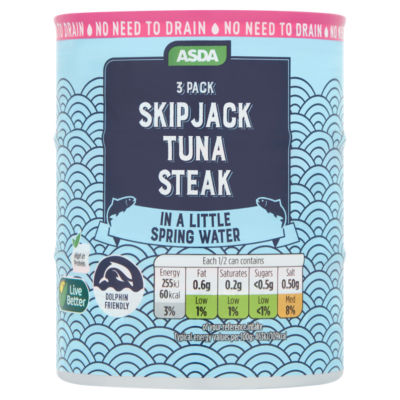 ASDA Tuna Steak in a Little Spring Water 3 x 110g (330g)