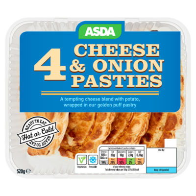 ASDA Cheese & Onion Pasties 4 x 130g (520g)