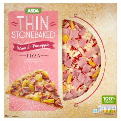 ASDA Thin Stonebaked Ham & Pineapple Pizza