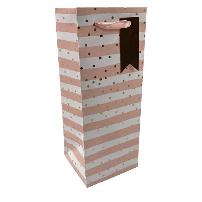 George Home Pink Stripe Bottle Bag with Rose Gold Spots