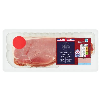 ASDA Extra Special 12 Oak Smoked Back Bacon Rashers 380g