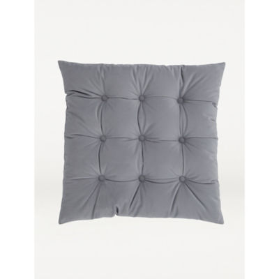 George Home Grey Velvet Seat Cushion Pad