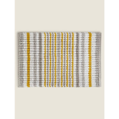 George Home Chenille Grey and Yellow Stripe Bath Mat