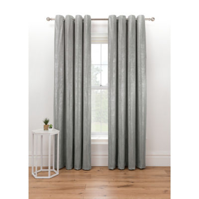 George Home Silver Shimmer Velvet Lined Eyelet Curtains