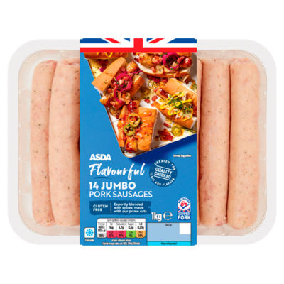 ASDA 14 Flavourful Jumbo Pork Sausages 1kg