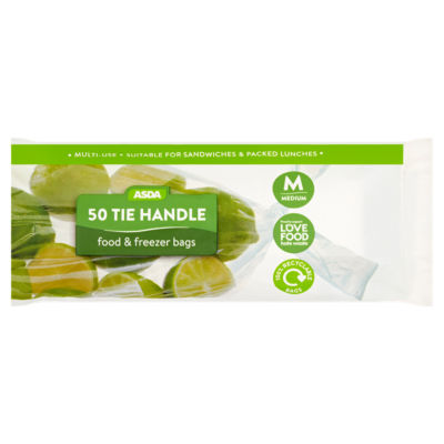 ASDA 50 Tie Handle Food & Freezer Bags Medium